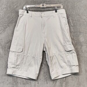 Southpole Cargo Shorts Baggy White Mens 32 Y2K Streetwear Gorpcore Jorts (34x12)